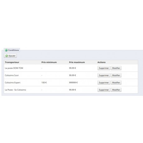 Module Prestashop afficher les transporteurs en fonction du montant du panier