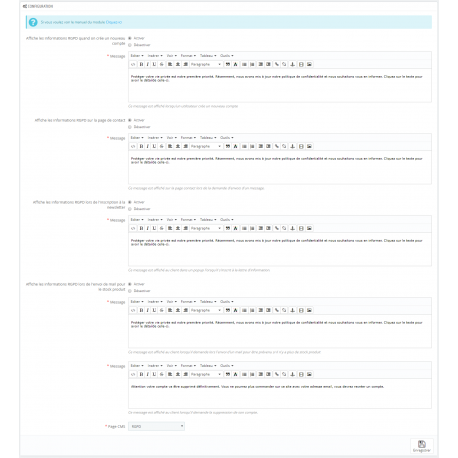 Configuration Module RGPD